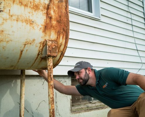 GES Inspecting Above Ground Fuel Tank Removal with Rust
